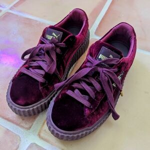 FENTY Puma Rihanna Royal Purple Burgundy Velvet Creeper Sneakers Womens size 7